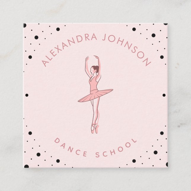 Carte De Visite Carré Jolie école de danse Ballerina Studio Médias socia (Devant)