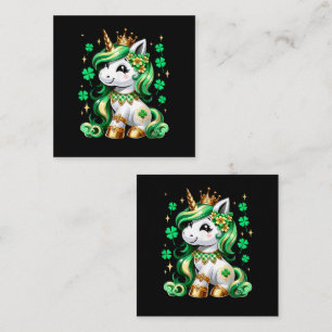 Carte De Visite Carré Jolie licorne trèfle jour de la Saint-Patrick