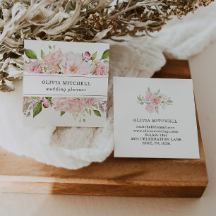 Carte De Visite Carré Jolies roses roses roses sur blanc   Floral