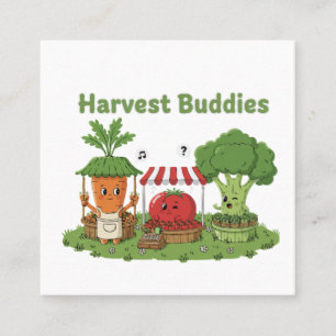 Carte De Visite Carré Jolis Amis de la Récolte Amis Légumes Agriculteur