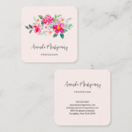Carte De Visite Carré Jouer Joli Bouquet de Fleur Rose