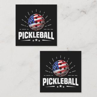 Carte De Visite Carré Joueur de Pickleball au Drapeau Américain US
