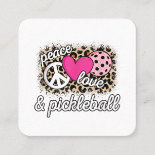 Carte De Visite Carré Joueur de pickleball mignon paix amour Pickle Bal 