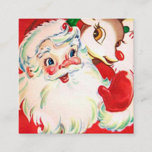 Carte De Visite Carré Jour férié de Noël rétro Père Noël