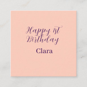 Carte De Visite Carré Joyeux 1er anniversaire orange violet boho rétro n
