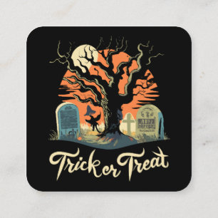 Carte De Visite Carré Joyeux Halloween de votre cimetière drôle!