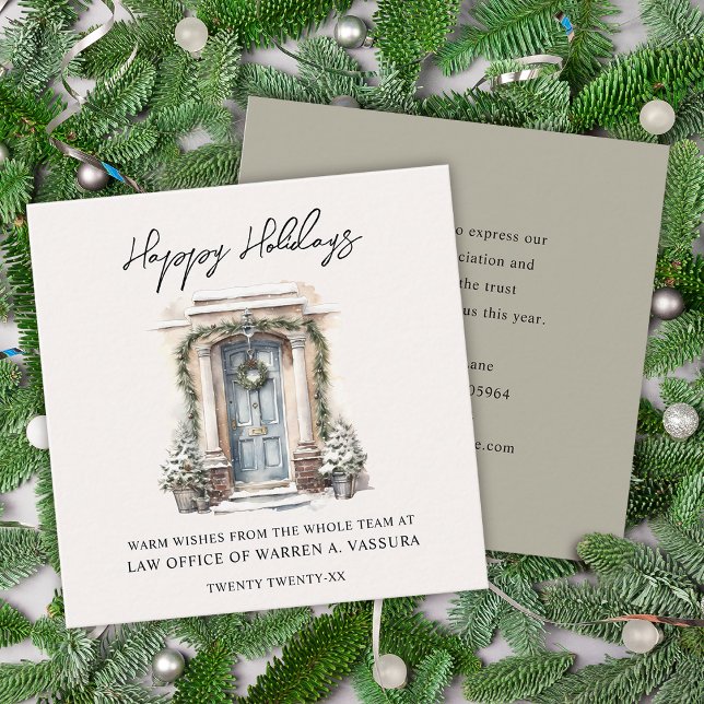 Carte De Visite Carré Joyeux Joyeux Jours d'Affaires (Modern Happy Holidays Business Square Business Card)