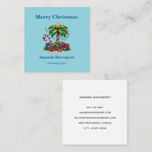 Carte De Visite Carré Joyeux Noël des palmiers de vacances tropicaux