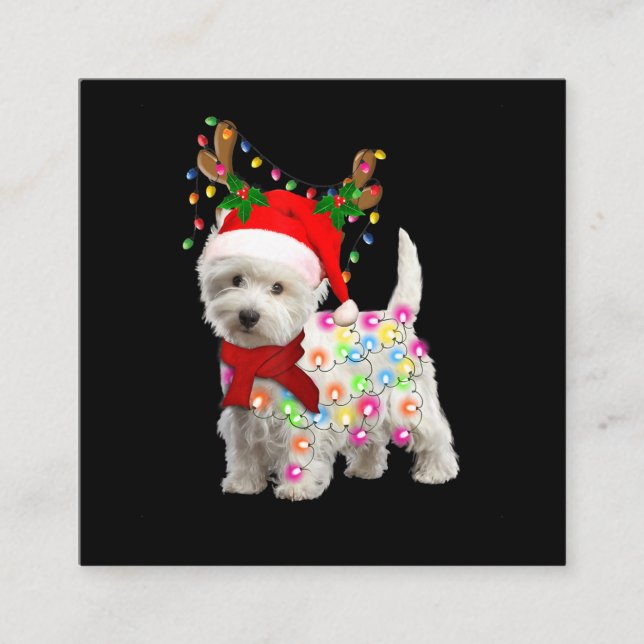 Carte De Visite Carré Joyeux Noël Noël Westin Dog Reindeer Cosplay (Devant)