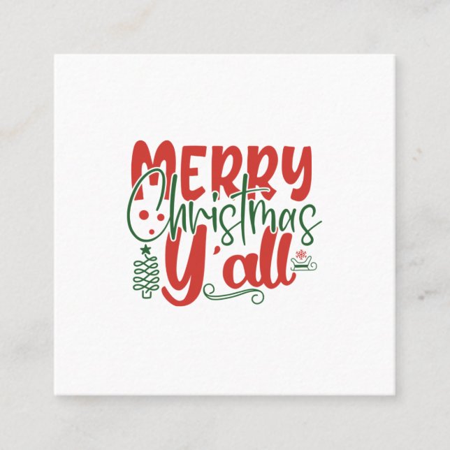 Carte De Visite Carré Joyeux Noël Y'all (Devant)