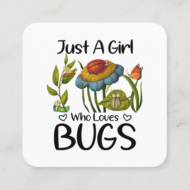 Carte De Visite Carré Juste une fille qui aime les insectes (Dos)