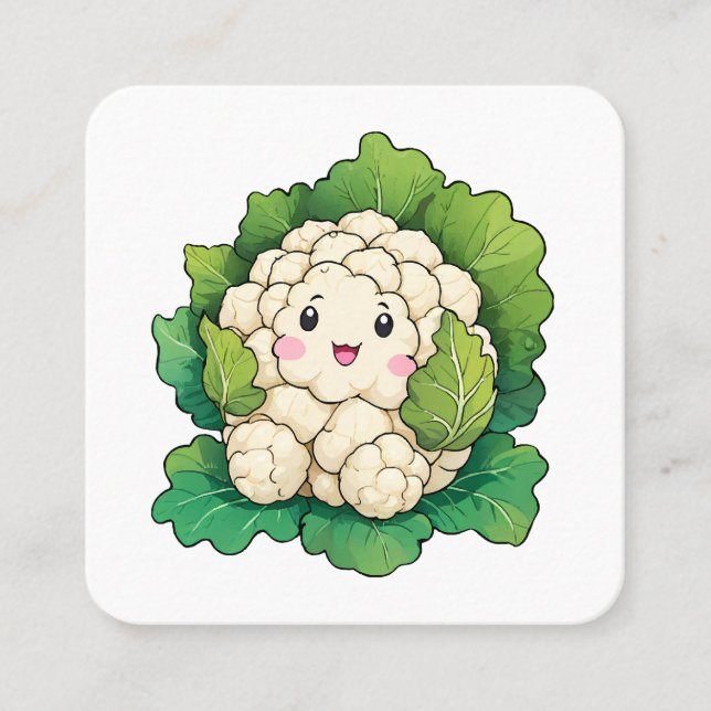 Carte De Visite Carré Kawaii Chou-fleur (Devant)