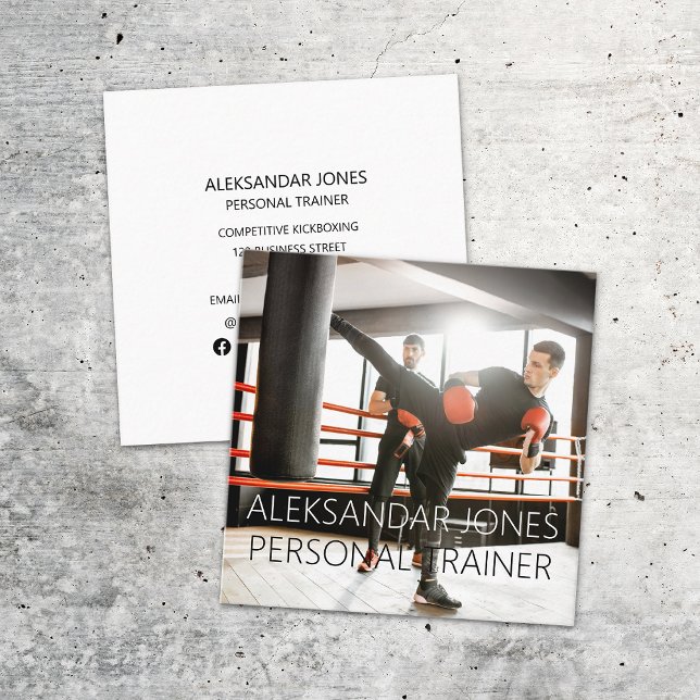 Carte De Visite Carré Kickboxing Gym Sports Fitness Personal Trainer (Créateur téléchargé)