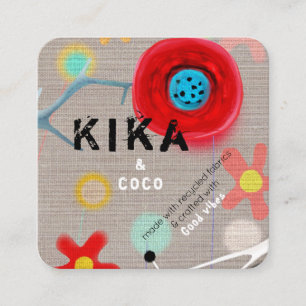 Carte De Visite Carré Kika et Coco bonnes vibrations