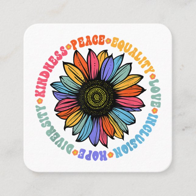 Carte De Visite Carré Kindness Peace Equality Love Hope Diversity Human (Devant)