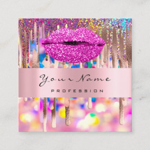 Carte De Visite Carré KISS Rose LIPMakeup Artiste Holograph Drift