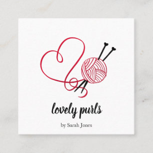 Carte De Visite Carré Knitters tricot crochet fil boule logo