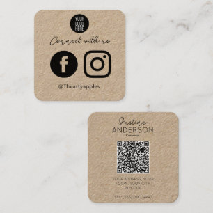 Carte De Visite Carré Kraft Connect Us Social Media QR Code