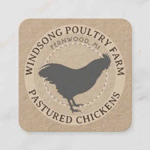 Carte De Visite Carré Kraft Pastured Hen No Antibiotics Poulin Farm