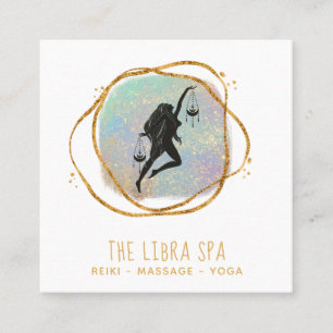 Carte De Visite Carré *~* La déesse LIBRA Opal Gold Black Parties scint