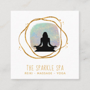 Carte De Visite Carré *~* La Parties scintillant Opal Gold Méditation M
