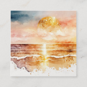 Carte De Visite Carré La série de plage à l'aquarelle Design 1