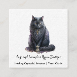 Carte De Visite Carré La sorcière de chat noir familière