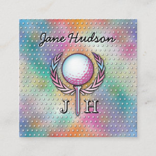 Carte De Visite Carré Lady Golfer Personnalisé Conception Monogramme
