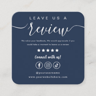 Carte De Visite Carré Laisser-nous un commentaire Social Media Logo Mari