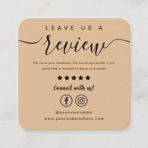 Carte De Visite Carré Laissez-nous un commentaire Facebook Instagram Log