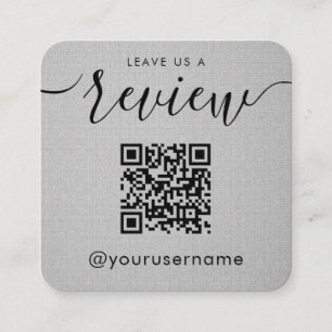 Carte De Visite Carré Laissez-nous un commentaire QR Code Grey Instagram