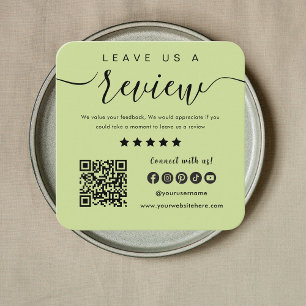 Carte De Visite Carré Laissons-Nous Un Avis Qr Code Social Media Logo