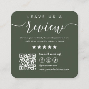 Carte De Visite Carré Laissons-nous un commentaire médias sociaux Qr Cod