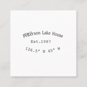 Carte De Visite Carré Lake house et. Date année coordonnées personnalisé