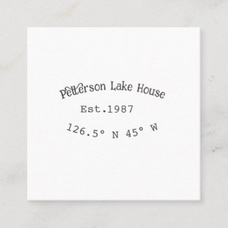 Carte De Visite Carré Lake house et. Date année coordonnées personnalisé