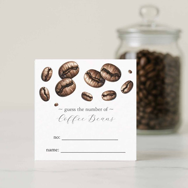 Carte De Visite Carré L'amour brasse Fête des mariées Jeux Guess Beans (bridal shower games love is brewing theme guess the number of coffee beans)