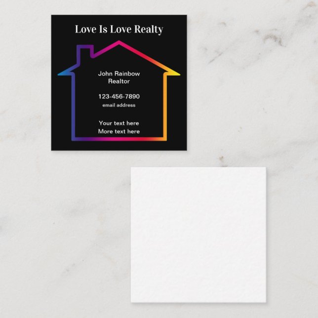 Carte De Visite Carré L'amour est amour Réaltor Rainbow House (Devant / Derrière)
