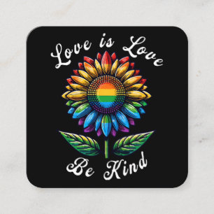 Carte De Visite Carré L'amour est l'amour Rainbow Sunflower LGBT+ Gay Le