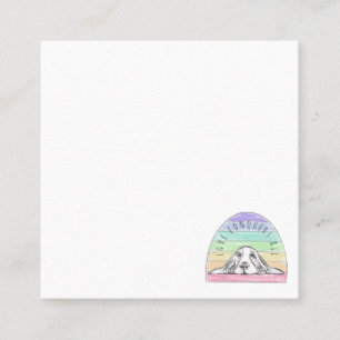 Carte De Visite Carré l'amour triomphe de tout chien arc-en-ciel basset