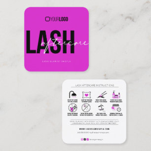 Carte De Visite Carré Lash Extensions Instructions de soins postérieurs