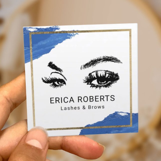 Carte De Visite Carré Lashes Bros maquillage Artiste Marine Brush Stroke (Créateur téléchargé)
