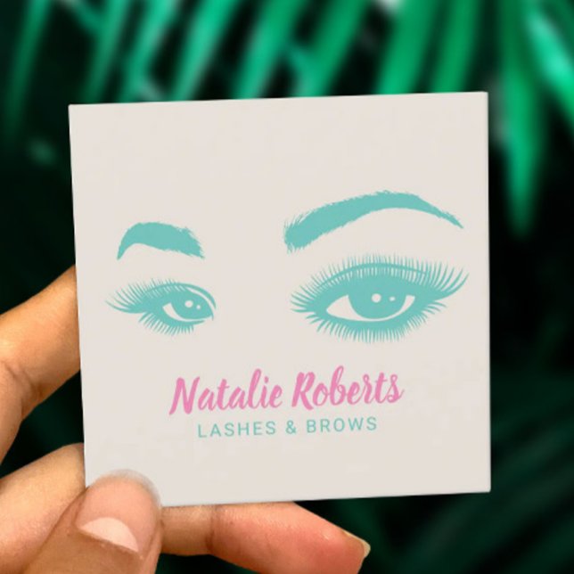 Carte De Visite Carré Lashes & Brows Beauté Salon Couleur personnalisée (Créateur téléchargé)