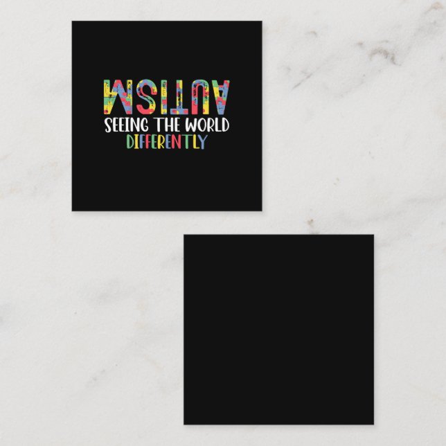 Carte De Visite Carré L'Autisme Voit Le Monde Différemment L'Autisme (Devant / Derrière)
