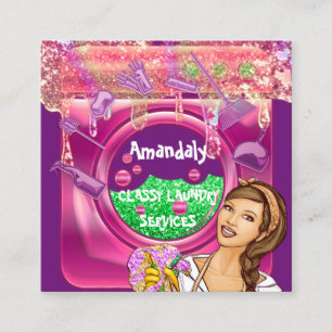 Carte De Visite Carré Lave-linge Services de nettoyage de machine QRCode