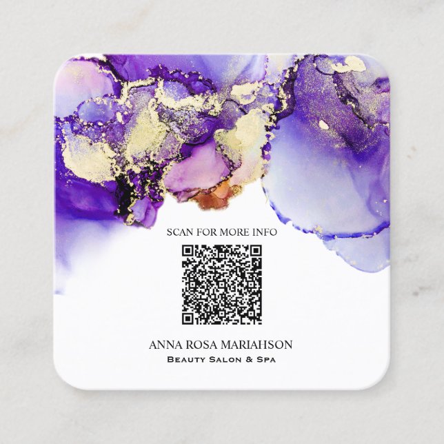 Carte De Visite Carré *~* LAVENDER QR CODE Yummy Gold Bold AP29 (Devant)