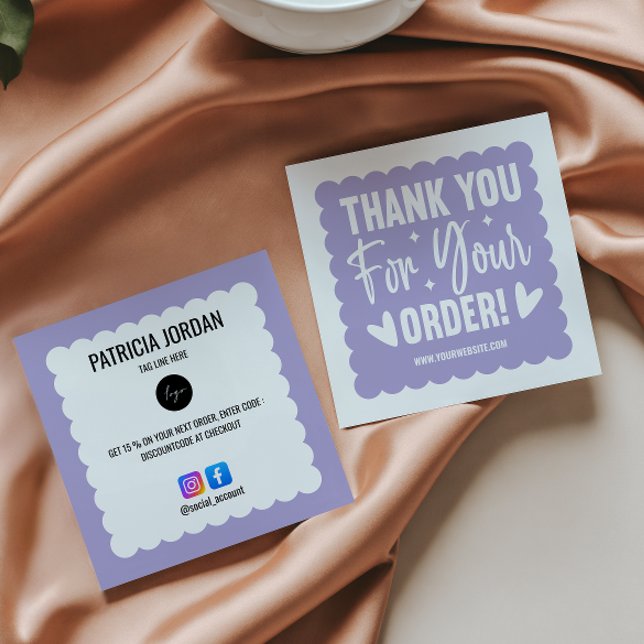 Carte De Visite Carré Lavender Wave Order Merci LOGO Social Icon (Créateur téléchargé)