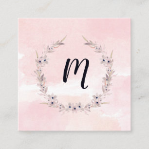 Carte De Visite Carré Le bonheur   d'aquarelle rougissent monogramme
