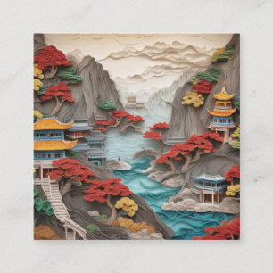 Carte De Visite Carré Le papier superposé paysage de falaises chinoises 