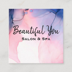 Carte De Visite Carré Le salon de spa de *~* fouette l'aquarelle de