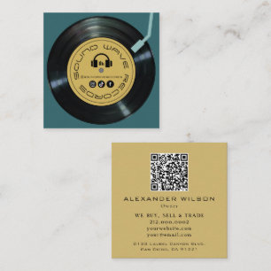Carte De Visite Carré Lecteur de magasin de disques vinyles Midnight Gre